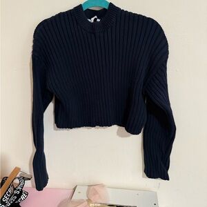 Zara Dark Blue Ribbed Sweater